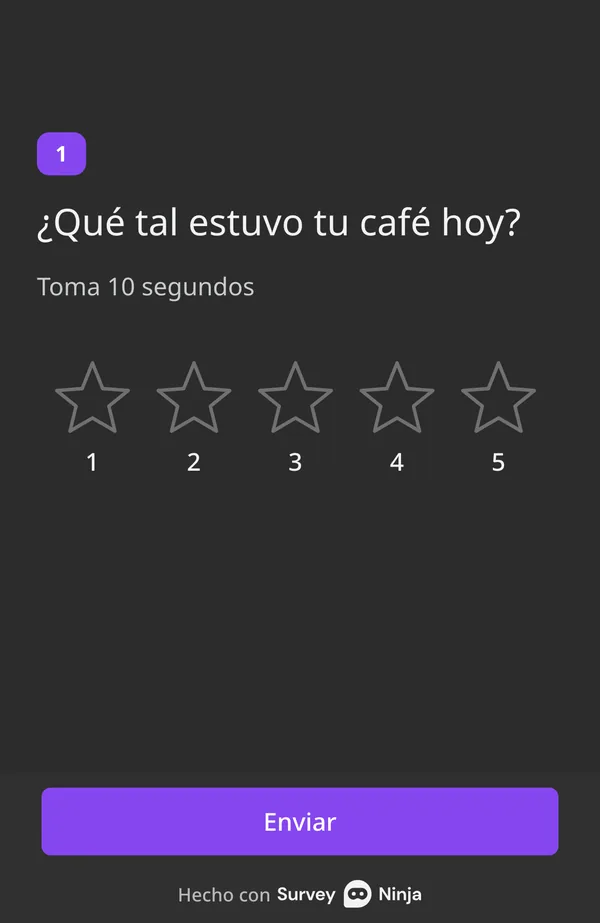 La encuesta en un celular con la pregunta «¿Qué tal estuvo tu café hoy?»