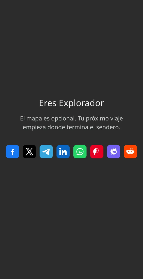 El resultado de un test de personalidad en un celular: Eres Explorador, con botones para compartir