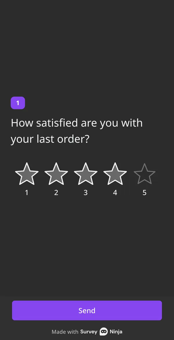 The same question on a respondent's phone, four stars picked