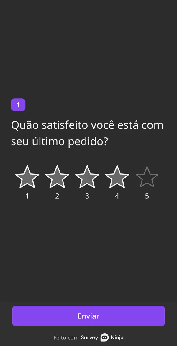 A mesma pergunta no celular de quem responde, com quatro estrelas escolhidas