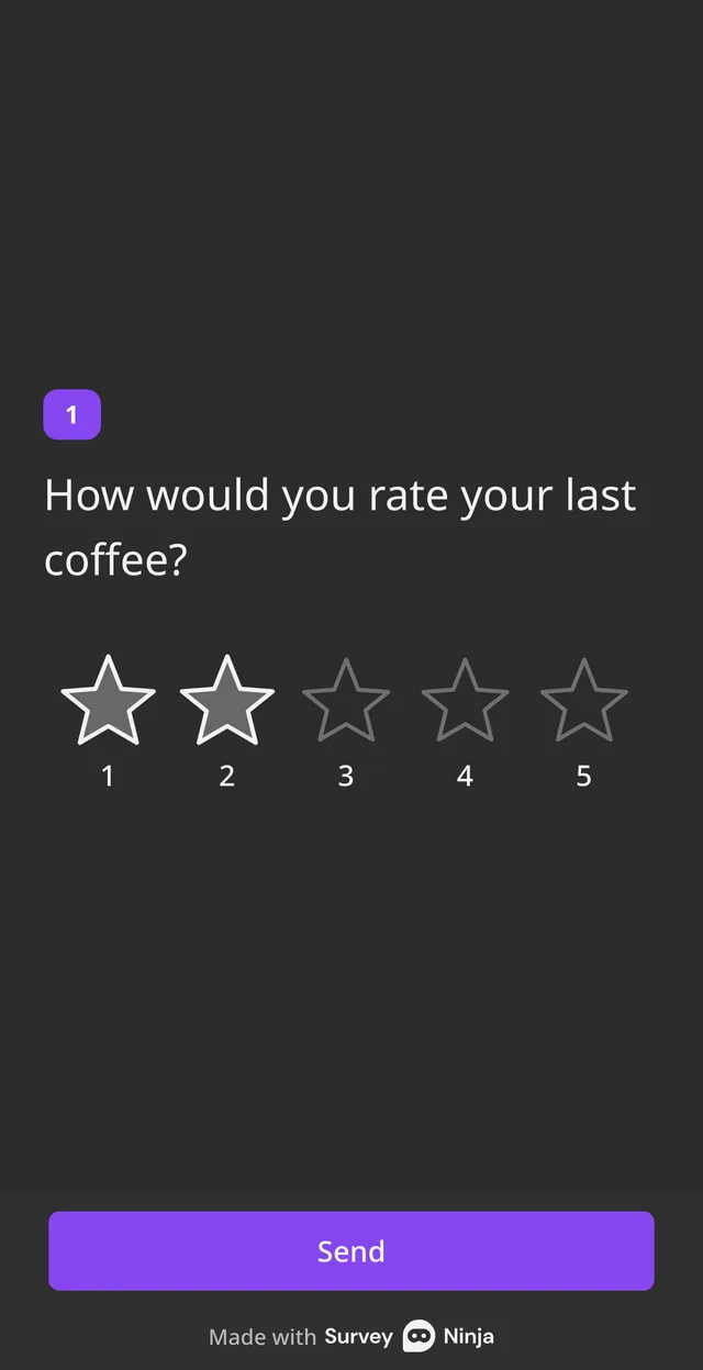 The rating question on a phone with 2 stars picked