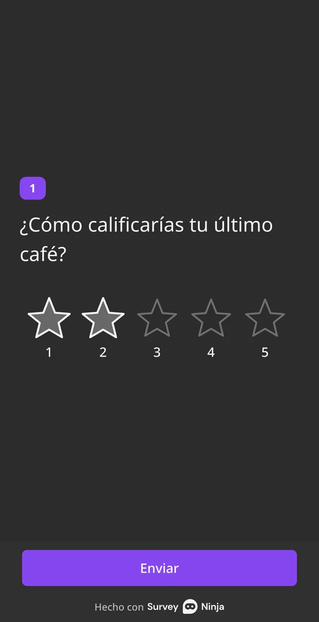 La pregunta de valoración en un celular con 2 estrellas elegidas