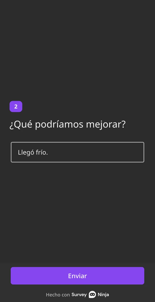 La pregunta ¿Qué podríamos mejorar? con una respuesta escrita