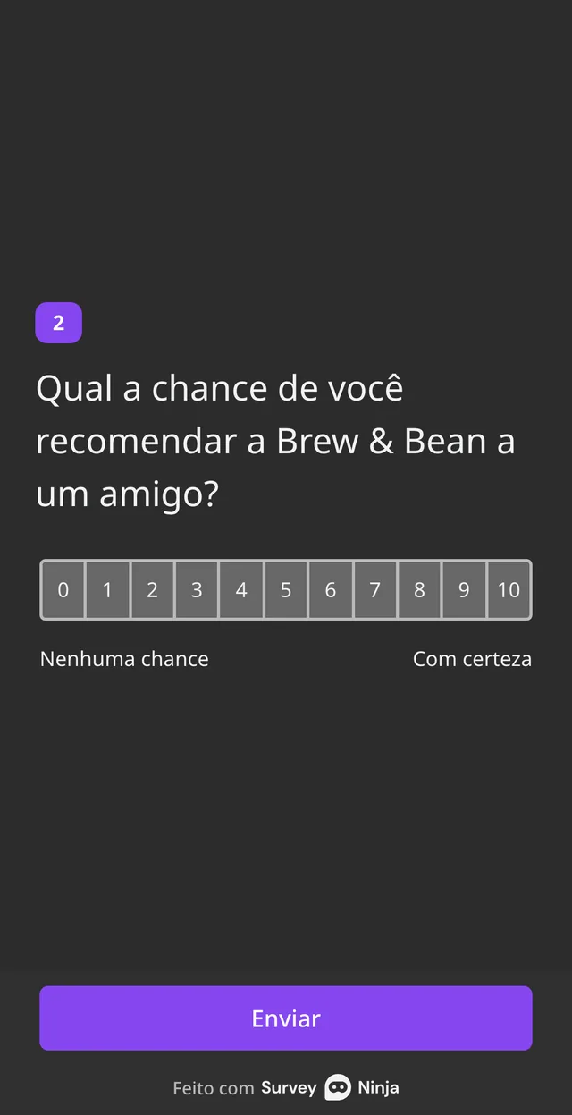 A pergunta de recomendação de 0 a 10