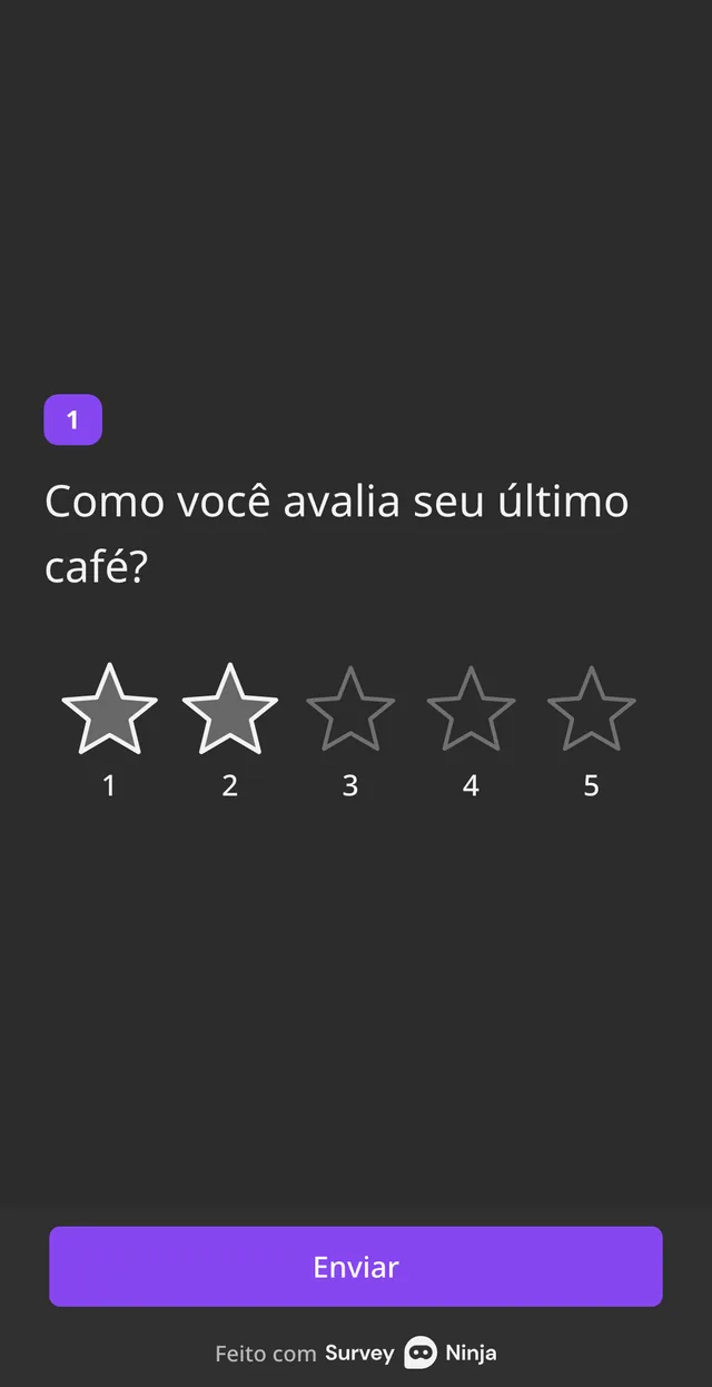 A pergunta de avaliação no celular com 2 estrelas escolhidas