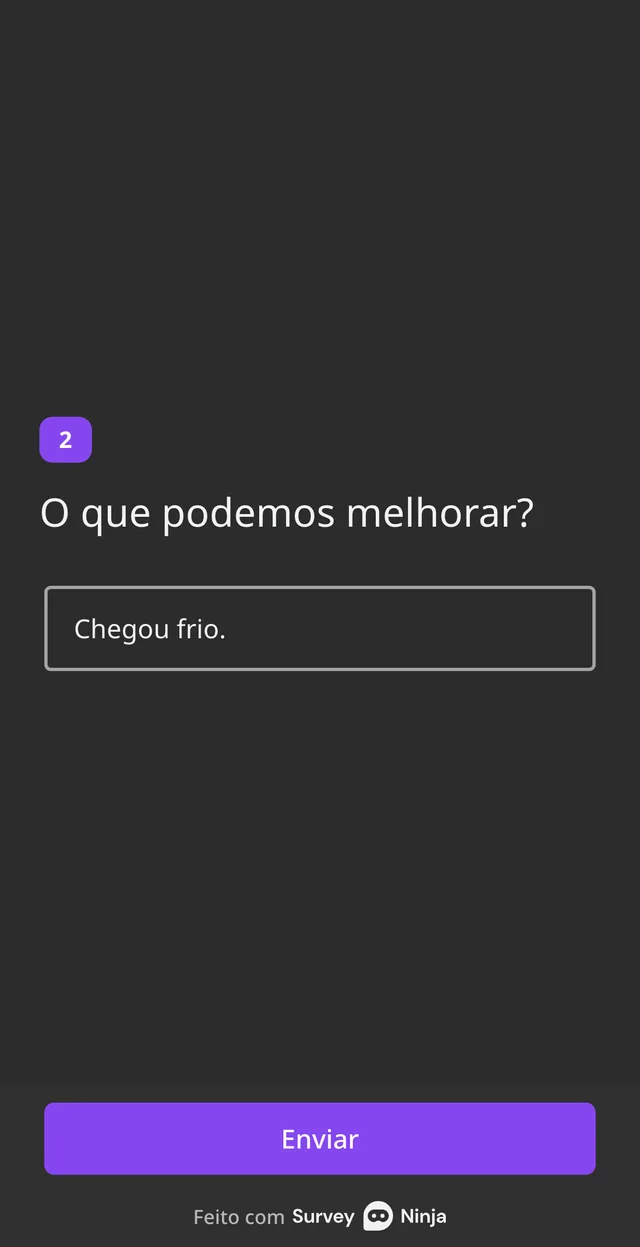 A pergunta O que podemos melhorar? com uma resposta escrita