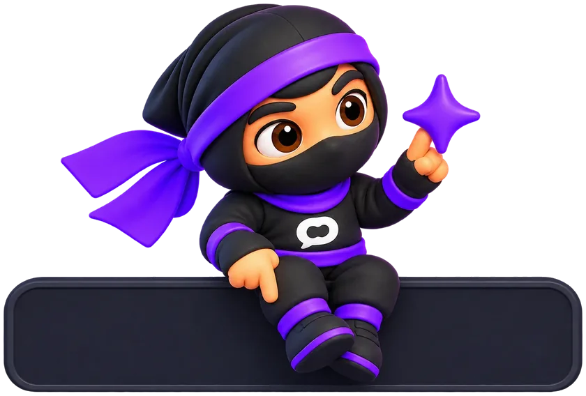 The ninja sitting on a prompt field and pointing at it