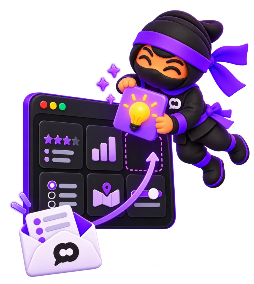 The ninja slots a new module with a light bulb into the SurveyNinja window