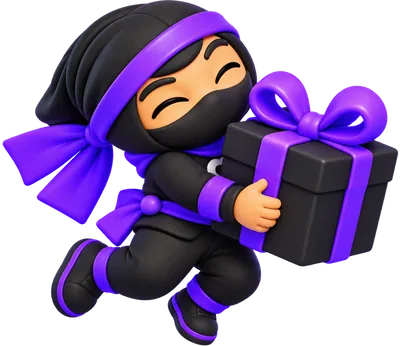 The ninja holding a gift box