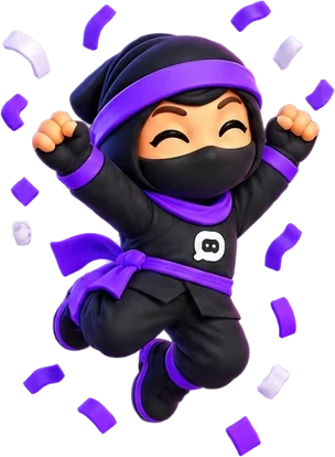 El ninja saltando entre confeti