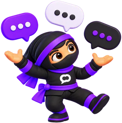 The ninja with three speech bubbles